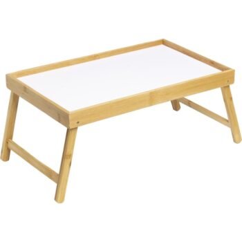 Bamboe Inklapbaar Dienblad 50X30 Cm Bruin/Wit