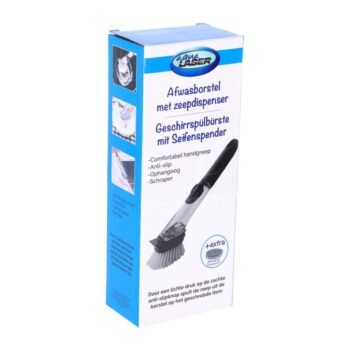 Aqua Laser Afwasborstel Met Dispenser + Schuurspons Zwart/Wit