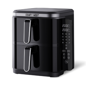 Comfy Nest CN-06177: 2800W Airfryer Met Dubbele Mand en Digitaal Opvouwbaar Zijpaneel - 11L