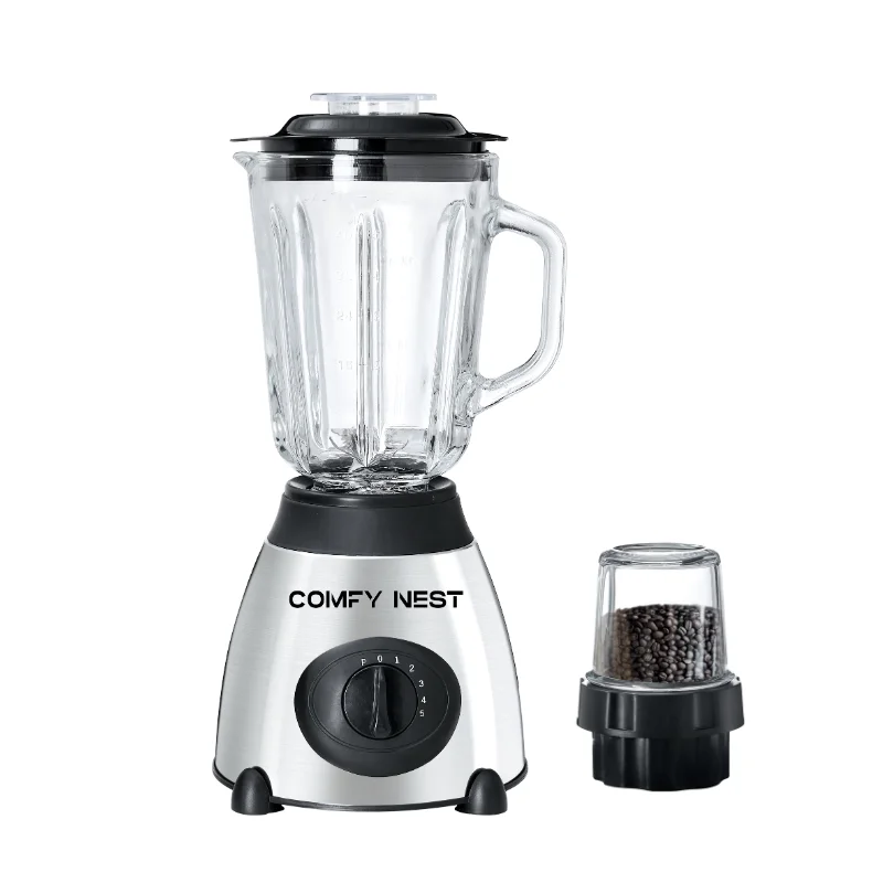 Comfy Nest CN-BLG15P: 2-in-1 glazen blender en grinder – 5 snelheden + pulsfunctie