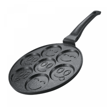 Herzberg HG-CP267SML: 26cm Pannenkoek- En Cr?pepan Met Marmeren Coating - 7 Smiley Emoji