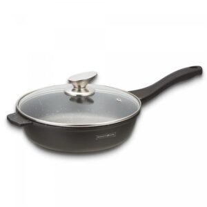 Royalty Line RL-BDF28-M: 28cm Marmeren gecoate koekenpan met glazen deksel