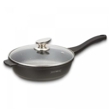 Royalty Line RL-BDF28-M: 28cm Marmeren gecoate koekenpan met glazen deksel