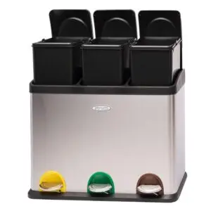 Ceruzo Prullenbak Afvalscheiding Met 3 Vakken – 3X15L – Rvs