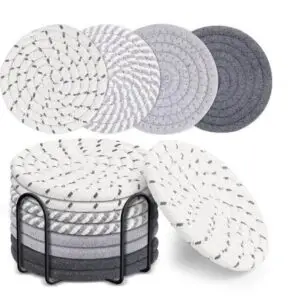 Ceruzo Onderzetters Met Houder – Set Van 8 – Grijs