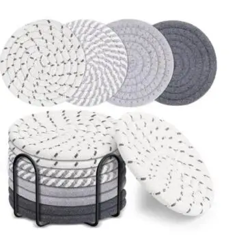 Ceruzo Onderzetters Met Houder - Set Van 8 - Grijs