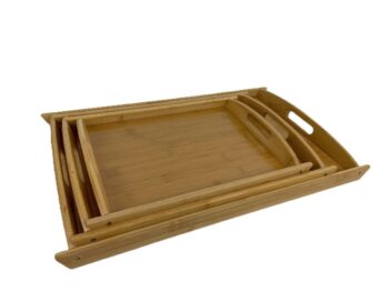 Ceruzo Dienbladen - Set Van 3 Serveerbladen - Bamboe