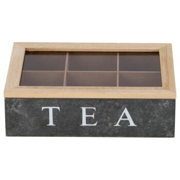 Daily Home Tea Theedoos Met 6 Vakken Mdf/Glas
