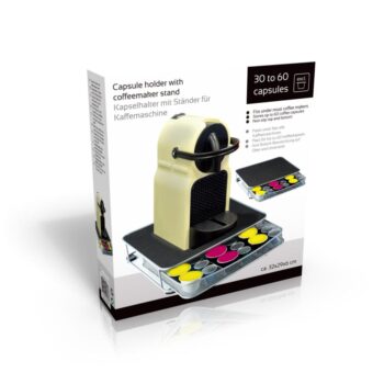 Koffiezetapparaat Standaard Met Capsulehouder 32X29X6 Cm Metaal/Zwart/Zilver