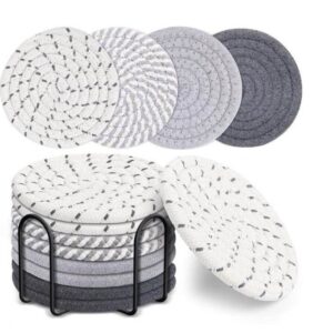 Ceruzo Onderzetters Met Houder – Set Van 8 – Grijs