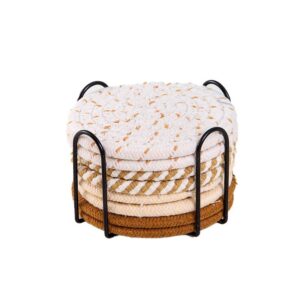 Ceruzo Onderzetters Met Houder – Set Van 8 – Creme