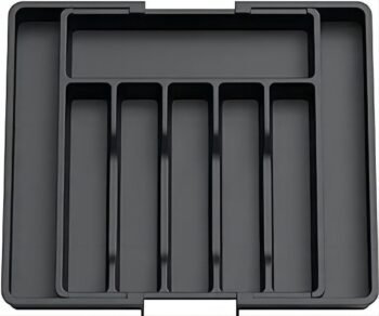 Verstelbare Bestekbak - Uitschuifbaar Naar 8 Vaks - 33-57 X 38 X 5.5 Cm - Zwart