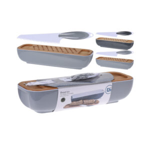 Excellent Houseware Broodtrommel + Houten Snijplank En Mes Assorti