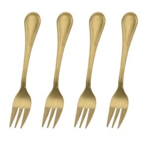 Excellent Houseware Gebaksvorkjes – 4 Stuks – Goudkleurig