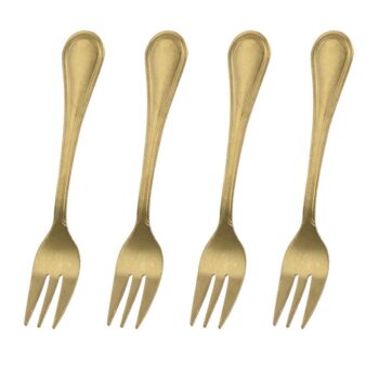 Excellent Houseware Gebaksvorkjes - 4 Stuks - Goudkleurig