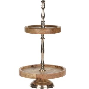 Etagere 2-Laags – Mangohout Met  Metaal