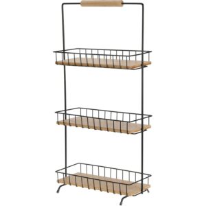 Excellent Houseware Keukenrek Met 3 Schappen – 58 Cm Hoog – Metaal En Bamboe