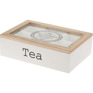 Excellent Houseware Theekist Met 6 Vakken – Wit