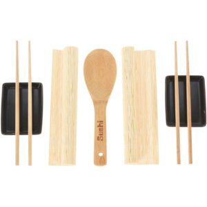 Excellent Houseware Sushi Set – Bamboe + Keramiek – Voor 2 Personen