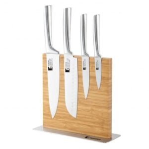 Bergner Messenset Met Magneetblok – 5 Delig – Rvs En Bamboe