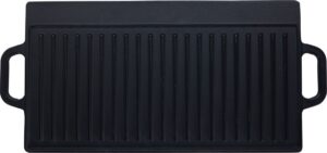Grillplaat Voor De Bbq – Gietijzer – Dubbelzijdig – Geribbeld En Gladde Kant