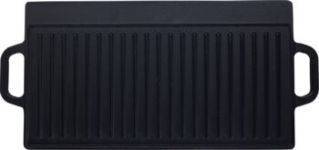 Grillplaat Voor De Bbq - Gietijzer - Dubbelzijdig - Geribbeld En Gladde Kant