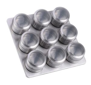 Kruidenrek Magnetisch – 9 Rvs Kruidenpotjes