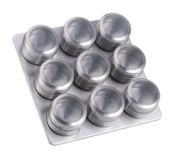 Kruidenrek Magnetisch - 9 Rvs Kruidenpotjes