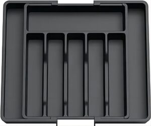 Verstelbare Bestekbak – Uitschuifbaar Naar 8 Vaks – 33-57 X 38 X 5.5 Cm – Zwart