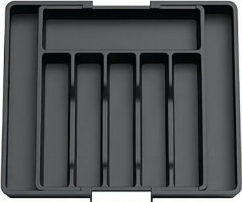 Verstelbare Bestekbak - Uitschuifbaar Naar 8 Vaks - 33-57 X 38 X 5.5 Cm - Zwart