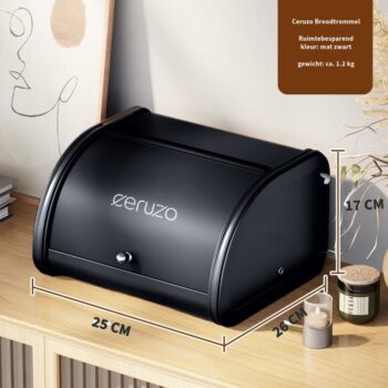 Ceruzo Broodtrommel - Met Schuifdeksel - 25Cm - Mat Zwart